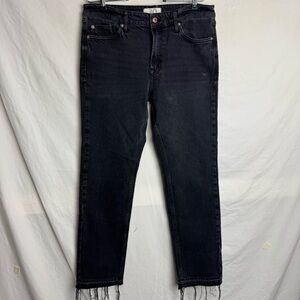 FREE PEOPLE “We The Free” Frayed Raw Hem Washed Black Denim Jeans Size 30